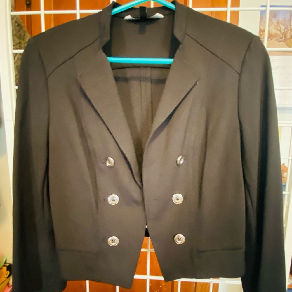 White House Black Market Black Blazer with Silver Buttons